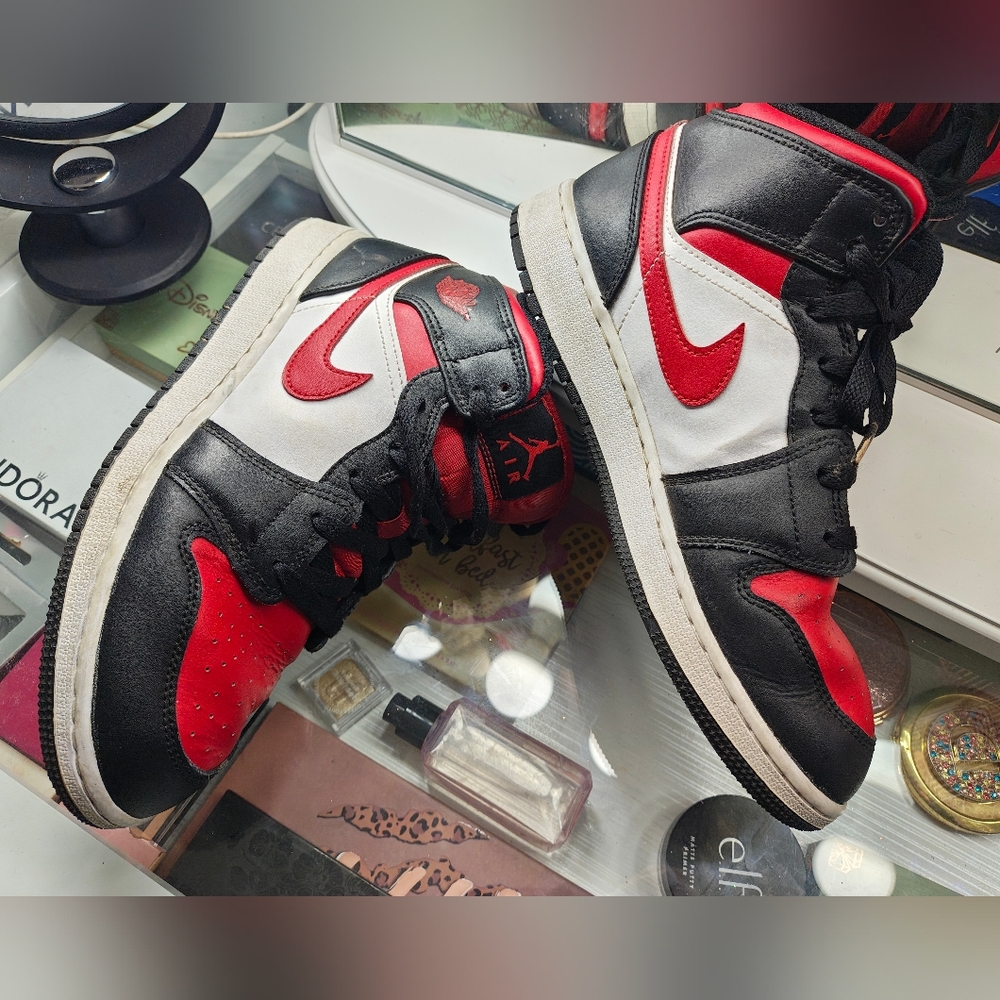 Jordan Red and Black Athletic Sneakers 7Y
